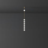 Modern Vertical Brass Globe LED Pendant Light Multi Ball Ceiling Fixture for Hallways