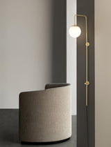 Modern Vertical Brass Wall Sconce with Globe Glass Shade Plug In Lighting Fixture