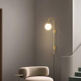 Modern Vertical Brass Wall Sconce with Globe Glass Shade Plug In Lighting Fixture