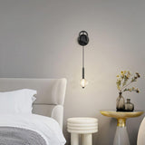 Modern Vertical Crystal Sconce Wall Lamp with Seeded Glass Orb and LED Lighting