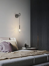 Modern Vertical Crystal Sconce Wall Lamp with Seeded Glass Orb and LED Lighting