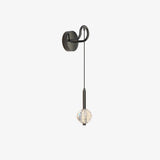 Modern Vertical Crystal Sconce Wall Lamp with Seeded Glass Orb and LED Lighting