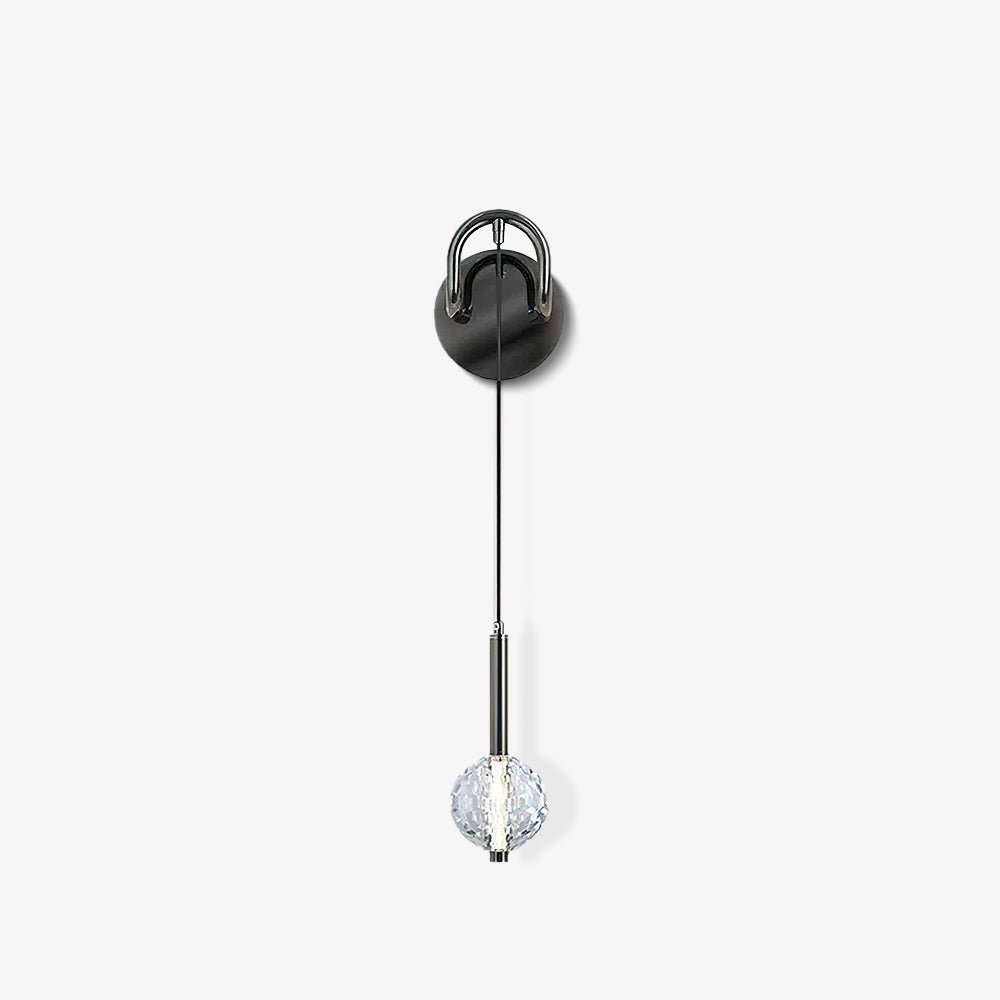 Modern Vertical Crystal Sconce Wall Lamp with Seeded Glass Orb and LED Lighting
