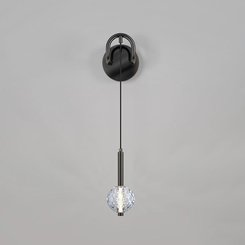 Modern Vertical Crystal Sconce Wall Lamp with Seeded Glass Orb and LED Lighting