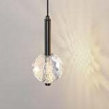 Modern Vertical Crystal Sconce Wall Lamp with Seeded Glass Orb and LED Lighting