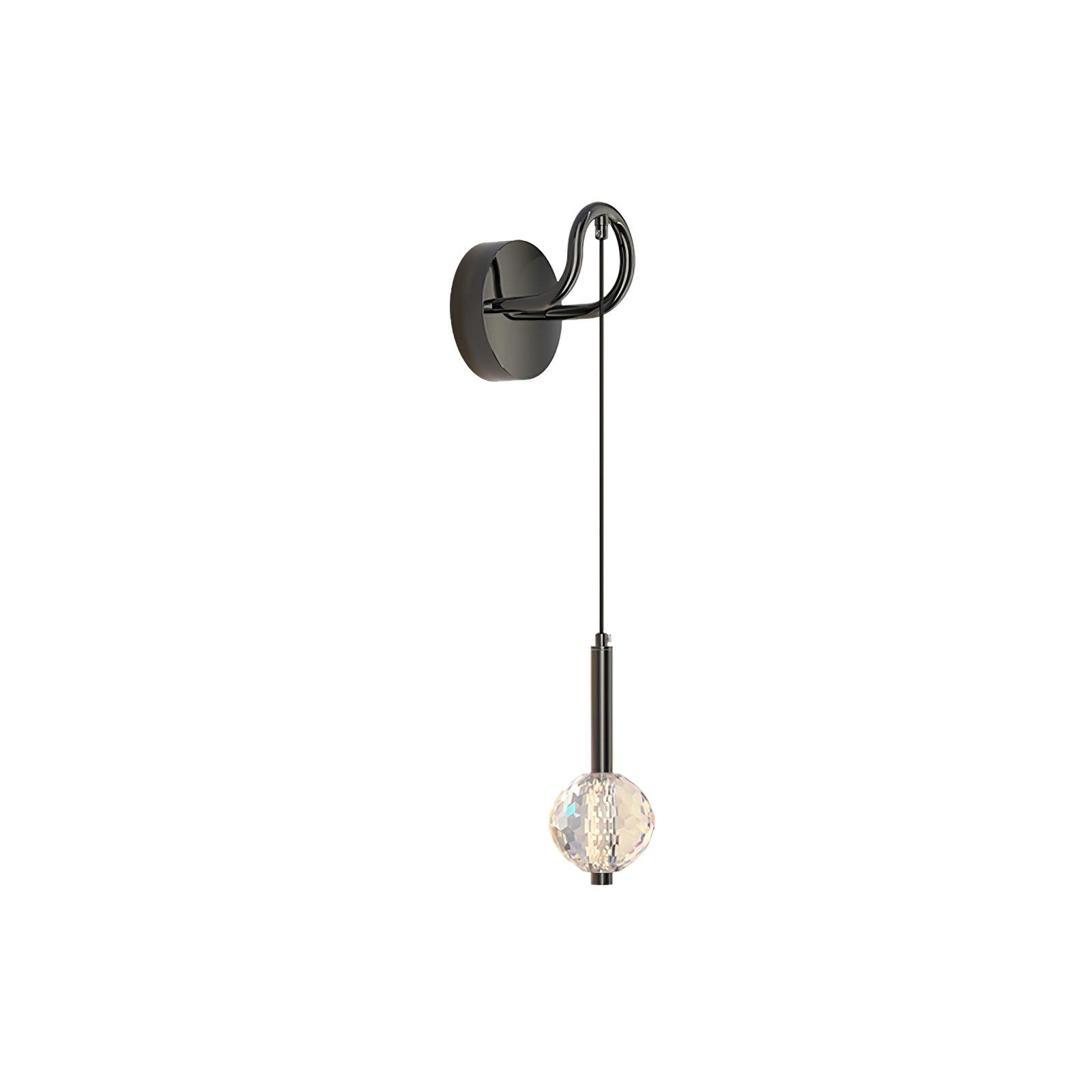 Modern Vertical Crystal Sconce Wall Lamp with Seeded Glass Orb and LED Lighting