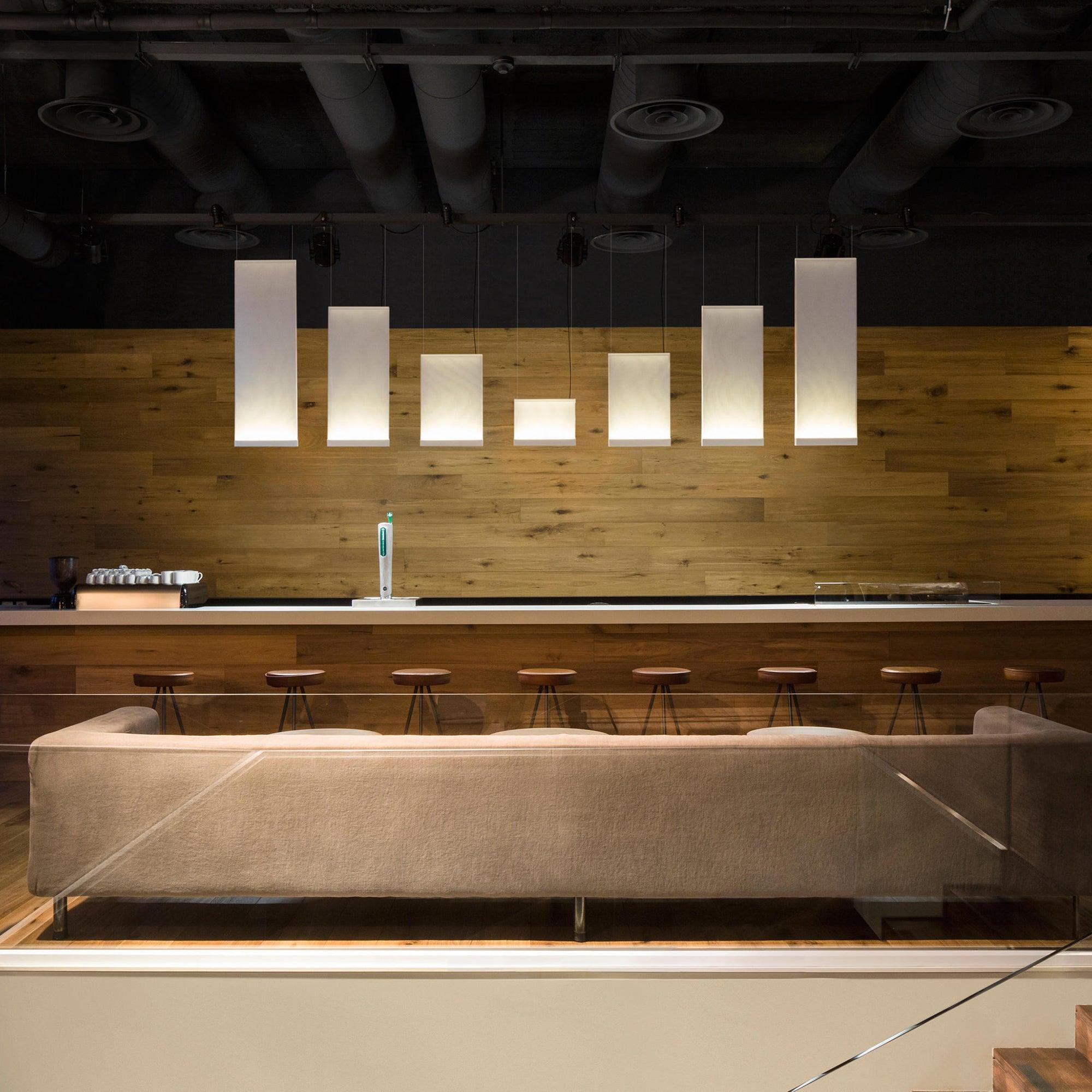 Modern Vertical Fabric Curtain LED Pendant Light for Indoor Living Spaces