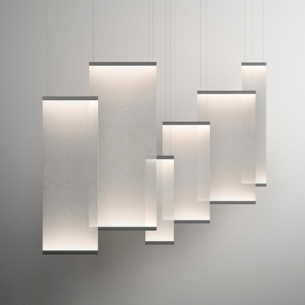 Modern Vertical Fabric Curtain LED Pendant Light for Indoor Living Spaces