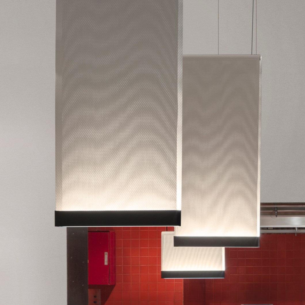 Modern Vertical Fabric Curtain LED Pendant Light for Indoor Living Spaces