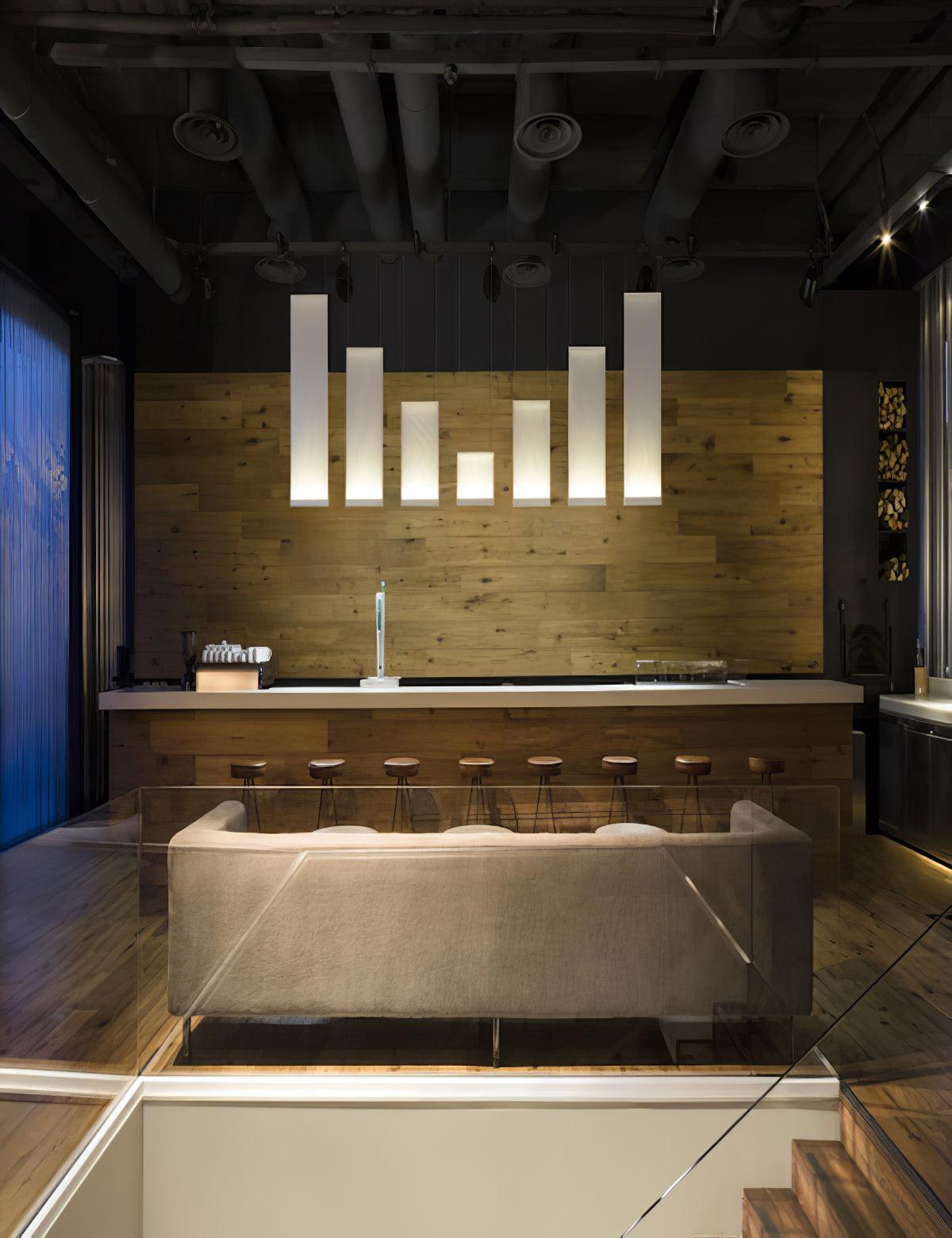 Modern Vertical Fabric Curtain LED Pendant Light for Indoor Living Spaces