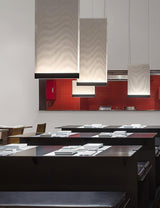 Modern Vertical Fabric Curtain LED Pendant Light for Indoor Living Spaces