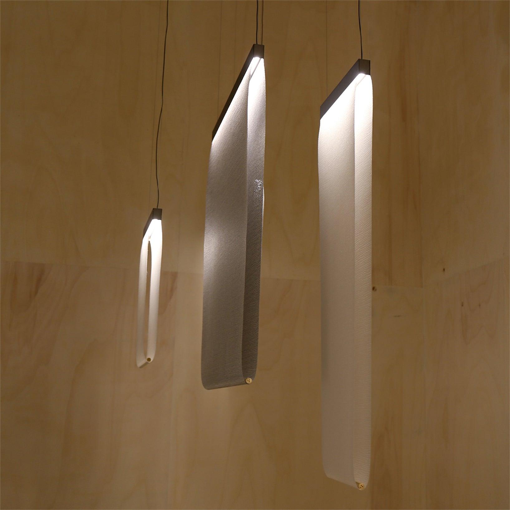Modern Vertical Fabric Curtain LED Pendant Light for Indoor Living Spaces
