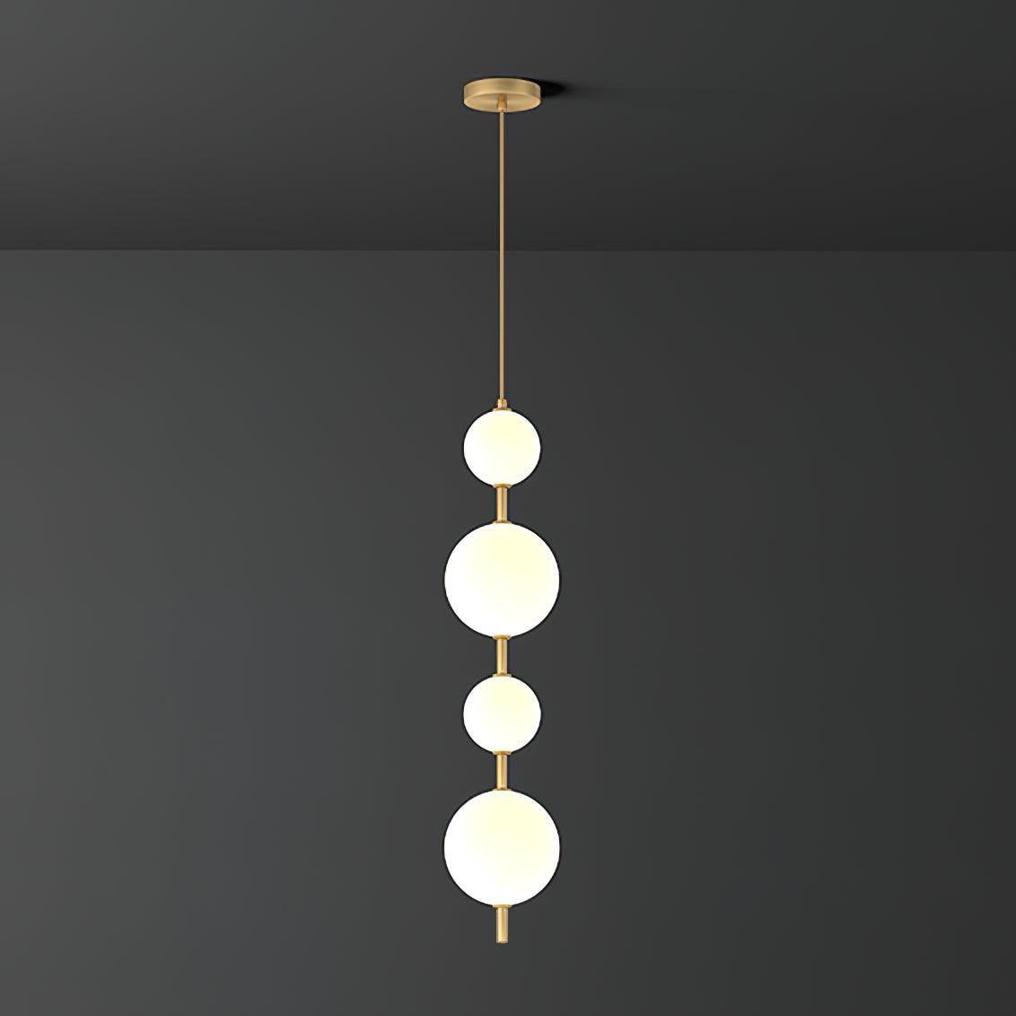 Modern Vertical Glass Globe Pendant Light in Black and Brass Finishes