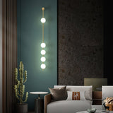 Modern Vertical Glass Globe Wall Sconce Brass LED Bracket Lighting for Interior