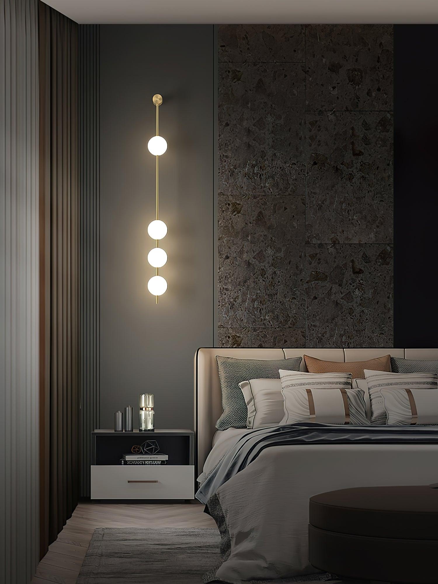 Modern Vertical Glass Globe Wall Sconce Brass LED Bracket Lighting for Interior