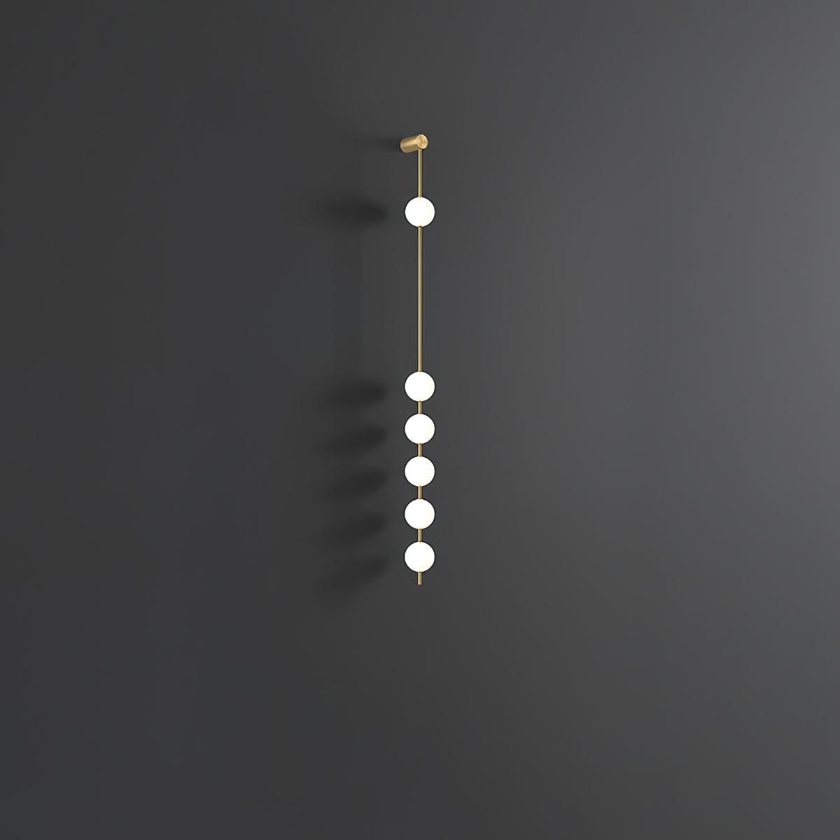 Modern Vertical Glass Globe Wall Sconce Brass LED Bracket Lighting for Interior