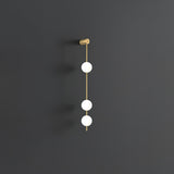 Modern Vertical Glass Globe Wall Sconce Brass LED Bracket Lighting for Interior