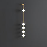 Modern Vertical Glass Globe Wall Sconce Brass LED Bracket Lighting for Interior
