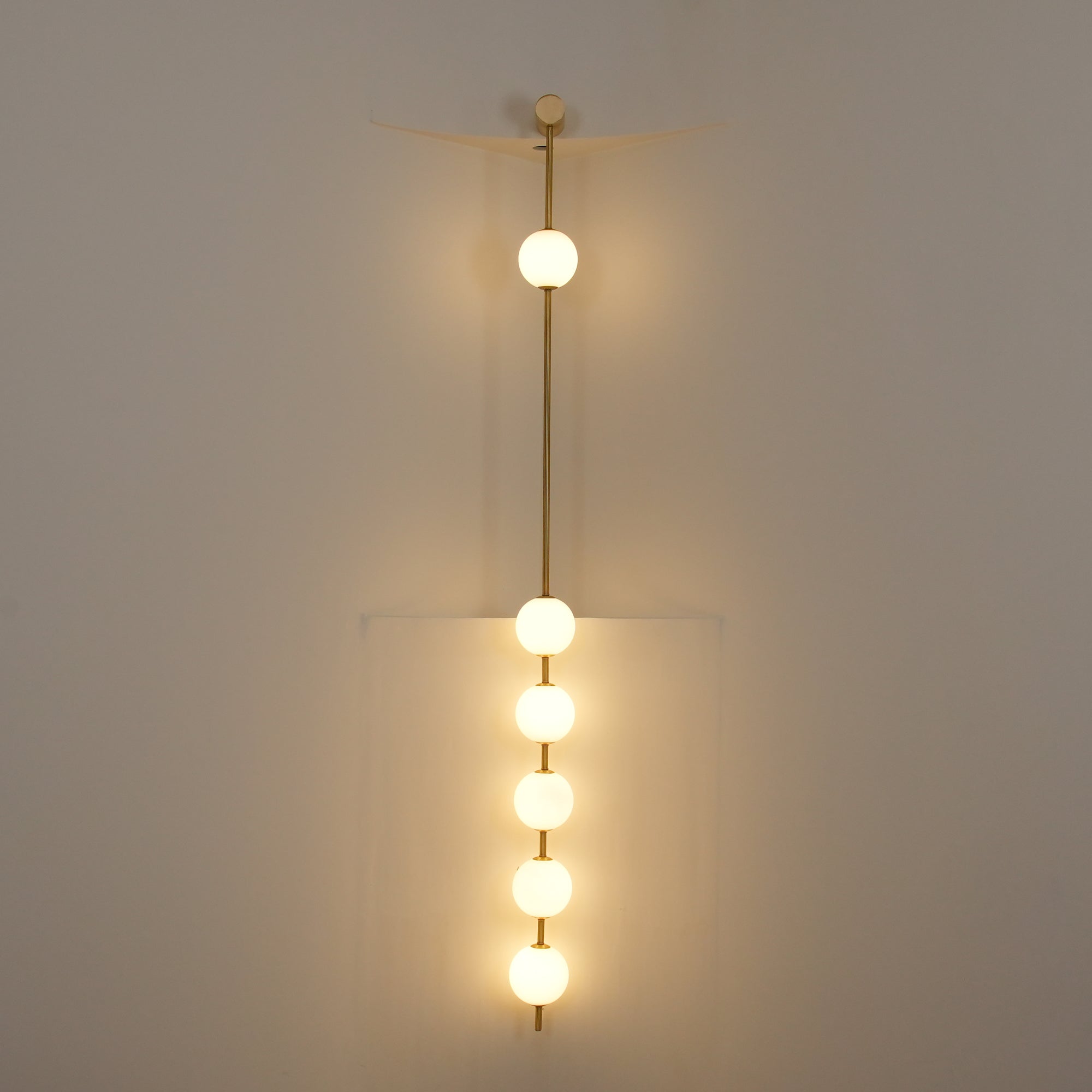 Modern Vertical Glass Globe Wall Sconce Brass LED Bracket Lighting for Interior