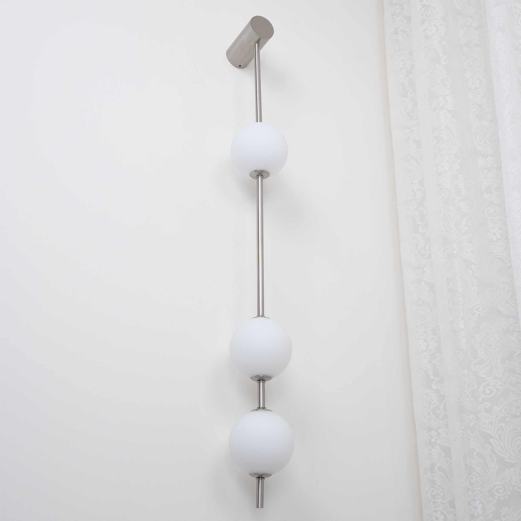 Modern Vertical Glass Globe Wall Sconce Brass LED Bracket Lighting for Interior
