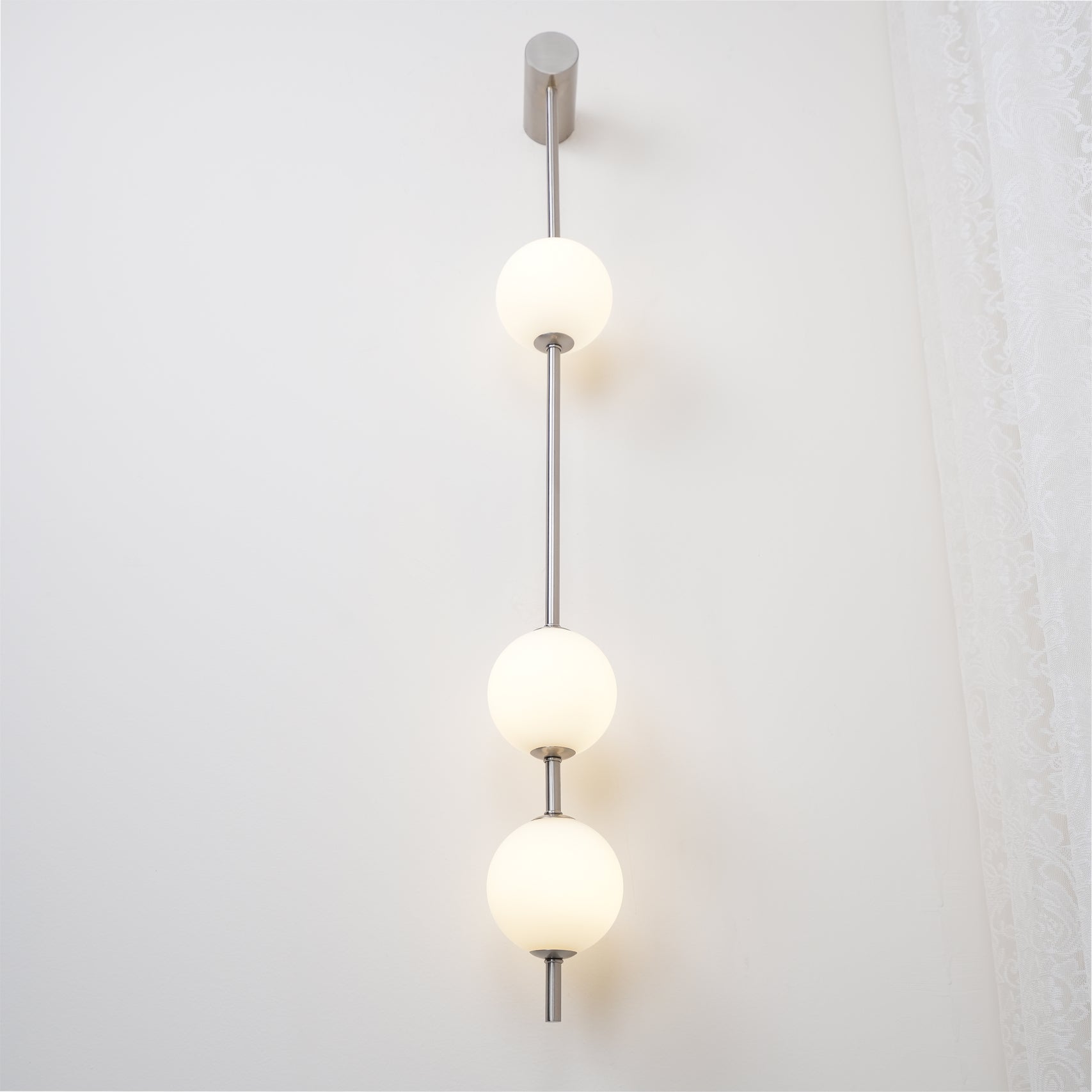 Modern Vertical Glass Globe Wall Sconce Brass LED Bracket Lighting for Interior