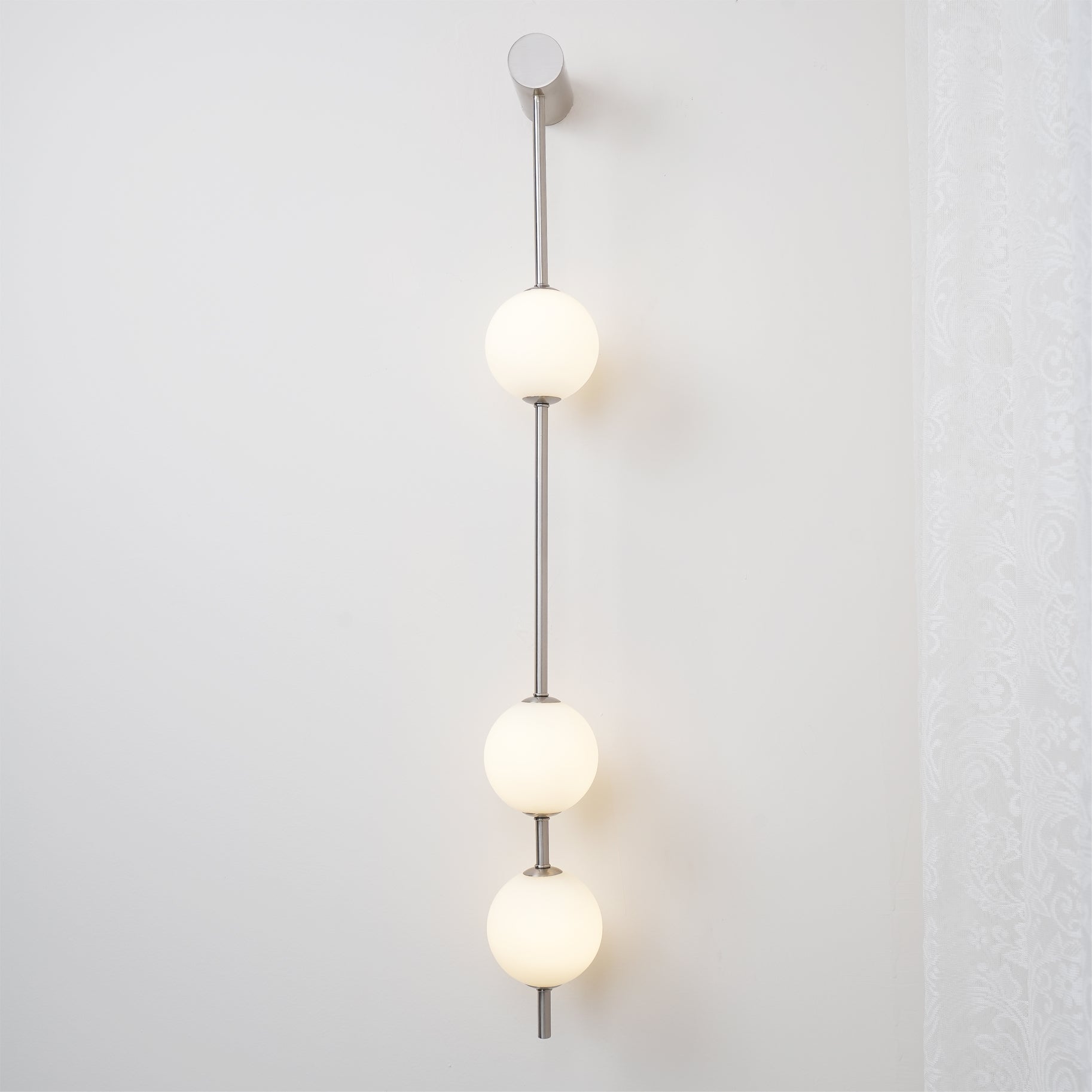Modern Vertical Glass Globe Wall Sconce Brass LED Bracket Lighting for Interior
