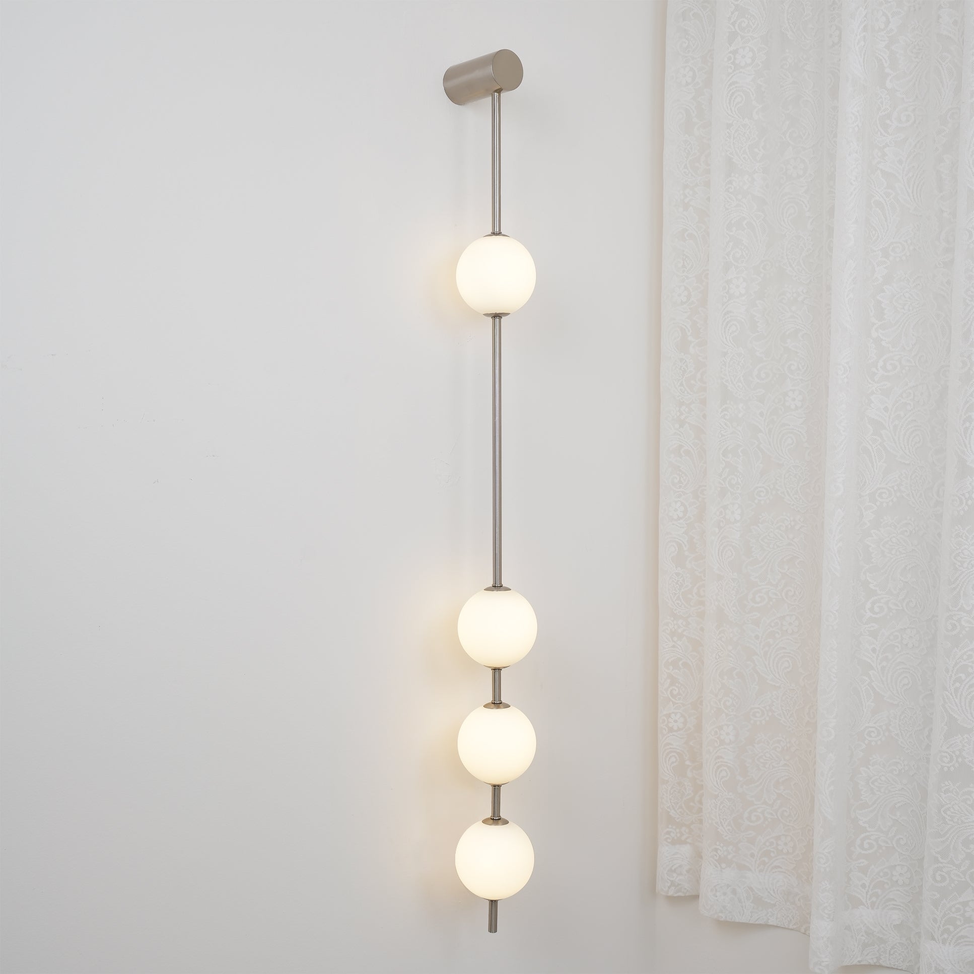 Modern Vertical Glass Globe Wall Sconce Brass LED Bracket Lighting for Interior