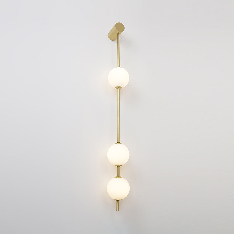 Modern Vertical Glass Globe Wall Sconce Brass LED Bracket Lighting for Interior