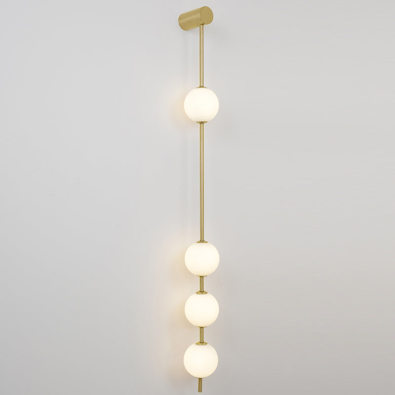 Modern Vertical Glass Globe Wall Sconce Brass LED Bracket Lighting for Interior