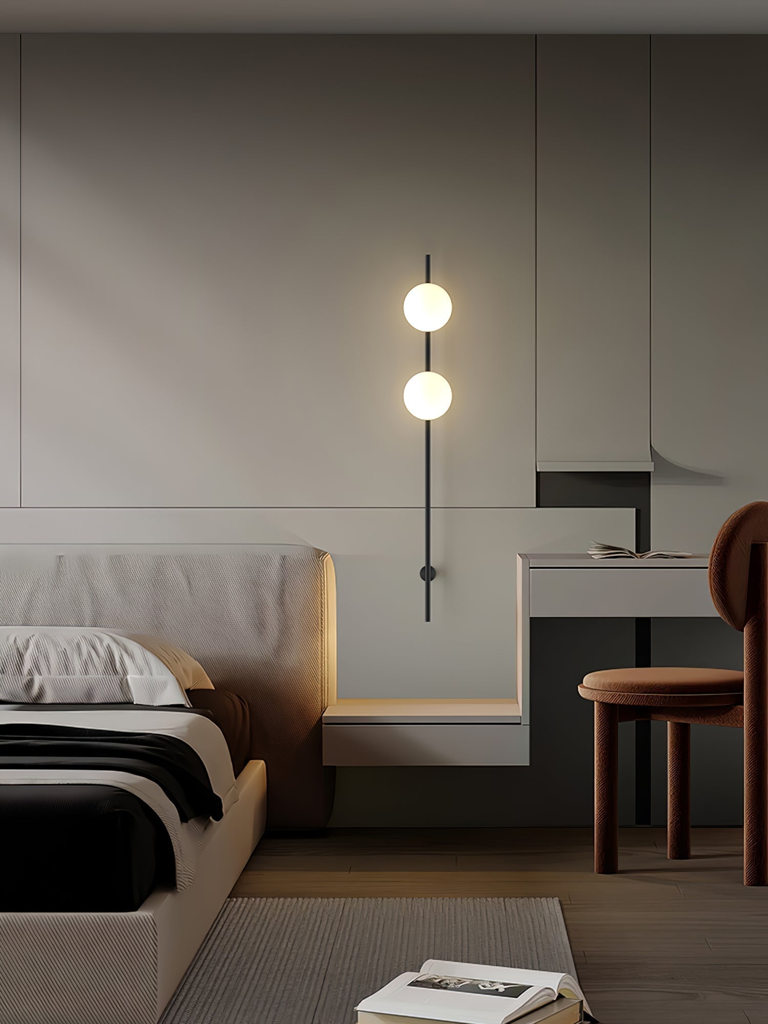 Modern Vertical Glass Sconce Wall Light Fixture for Hallway and Bedroom