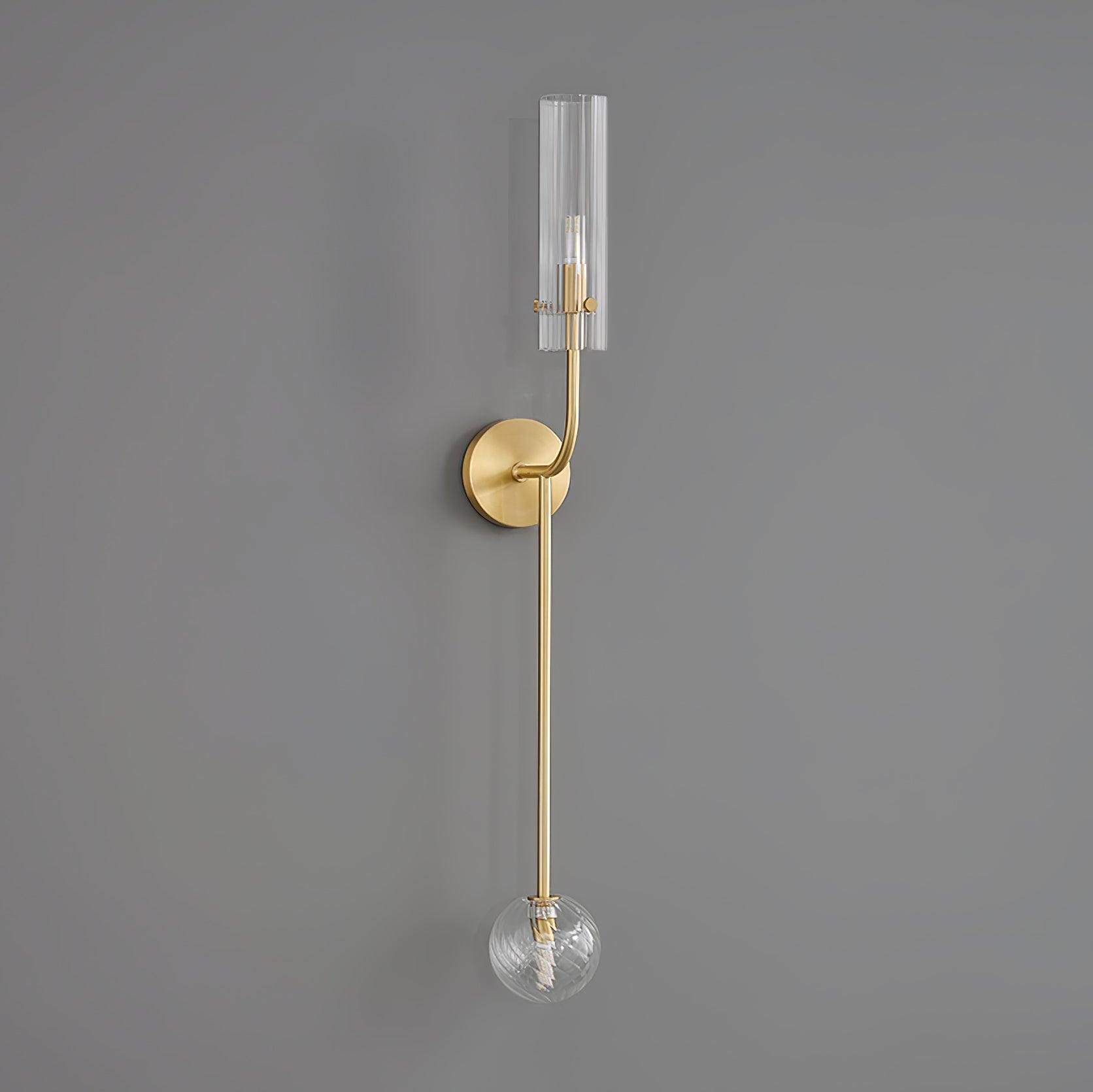 Modern Vertical LED Glass Tube Wall Sconce Brass Minimalist Indoor Lighting for Bedrooms