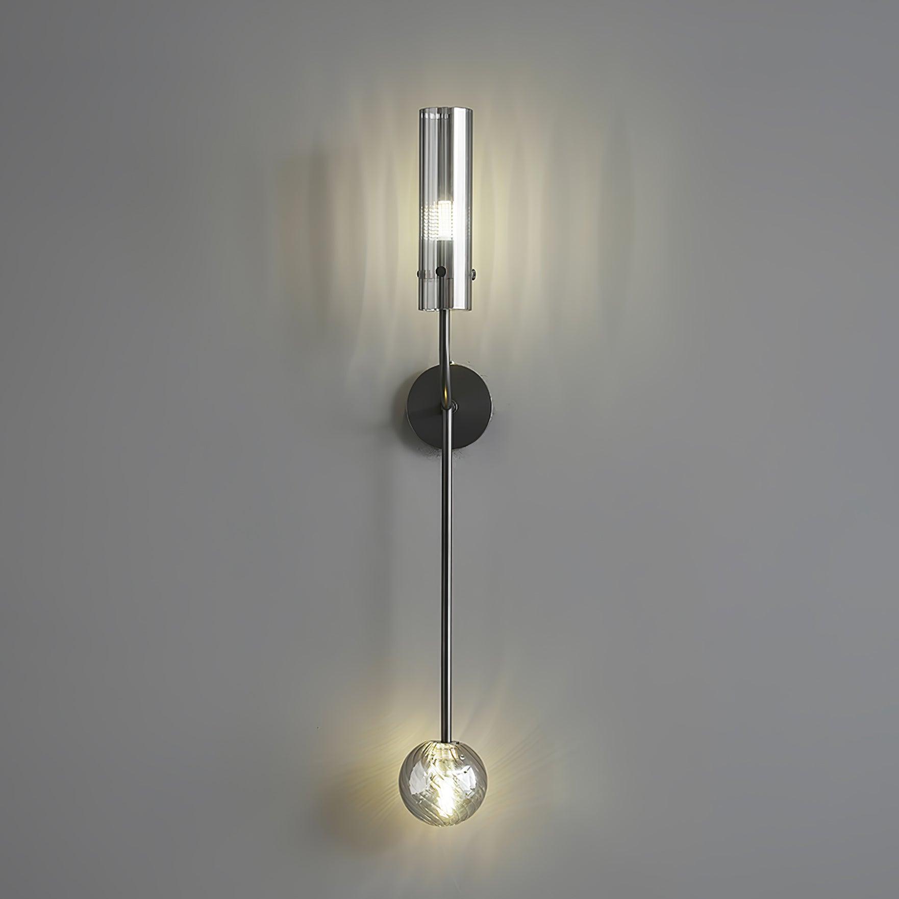 Modern Vertical LED Glass Tube Wall Sconce Brass Minimalist Indoor Lighting for Bedrooms