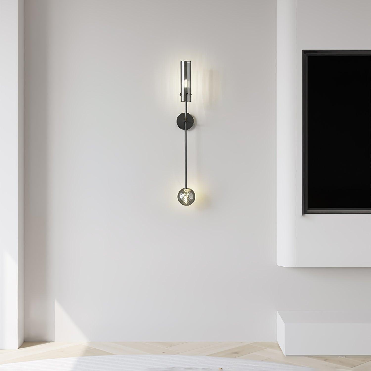 Modern Vertical LED Glass Tube Wall Sconce Brass Minimalist Indoor Lighting for Bedrooms