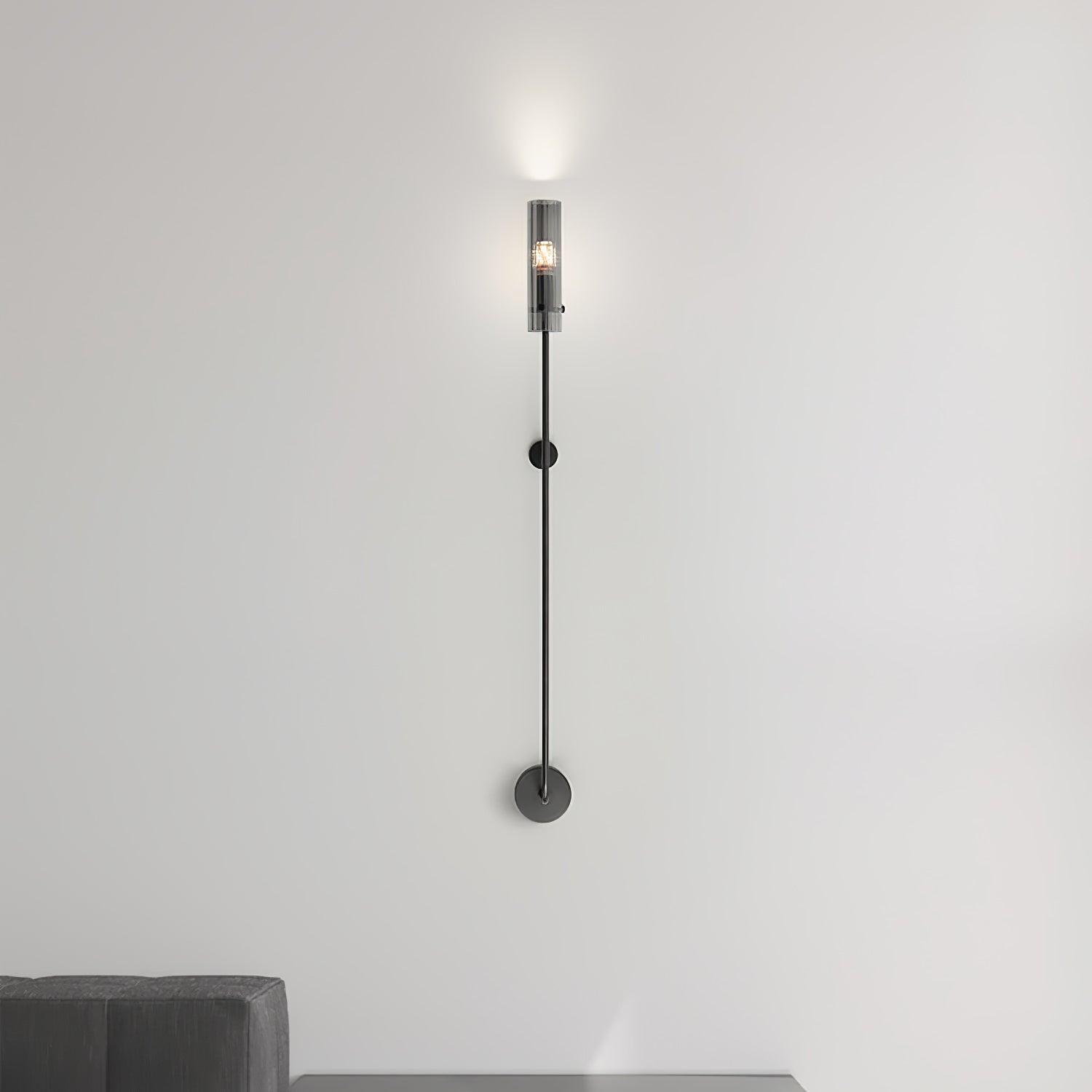 Modern Vertical LED Glass Tube Wall Sconce Brass Minimalist Indoor Lighting for Bedrooms