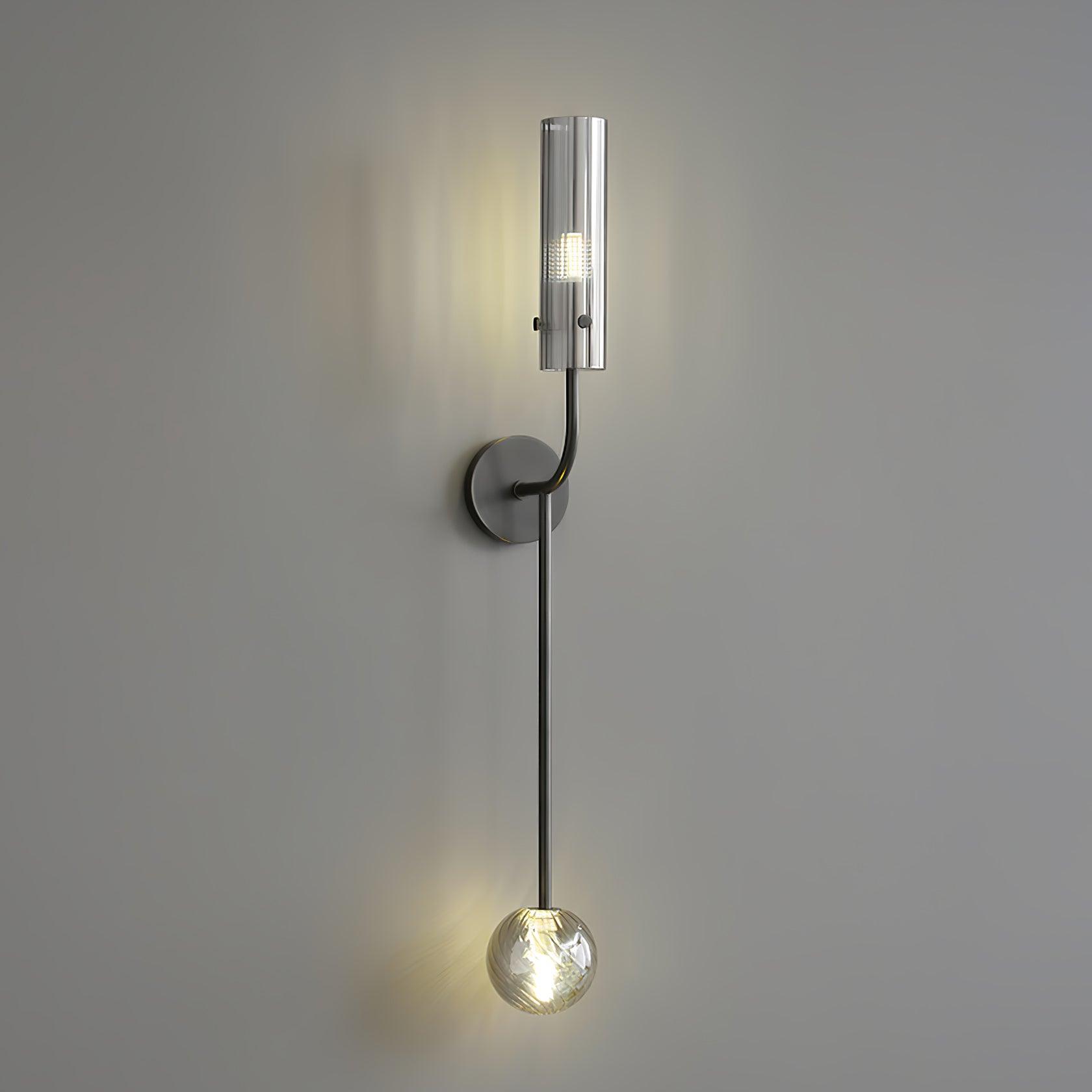 Modern Vertical LED Glass Tube Wall Sconce Brass Minimalist Indoor Lighting for Bedrooms