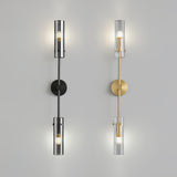 Modern Vertical LED Glass Tube Wall Sconce Brass Minimalist Indoor Lighting for Bedrooms