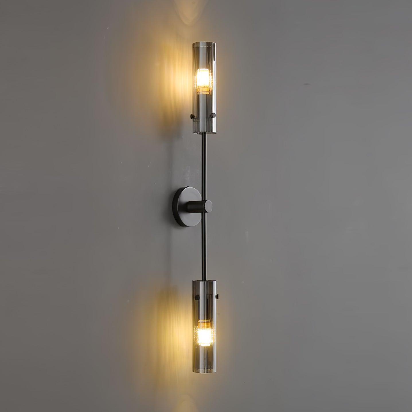 Modern Vertical LED Glass Tube Wall Sconce Brass Minimalist Indoor Lighting for Bedrooms