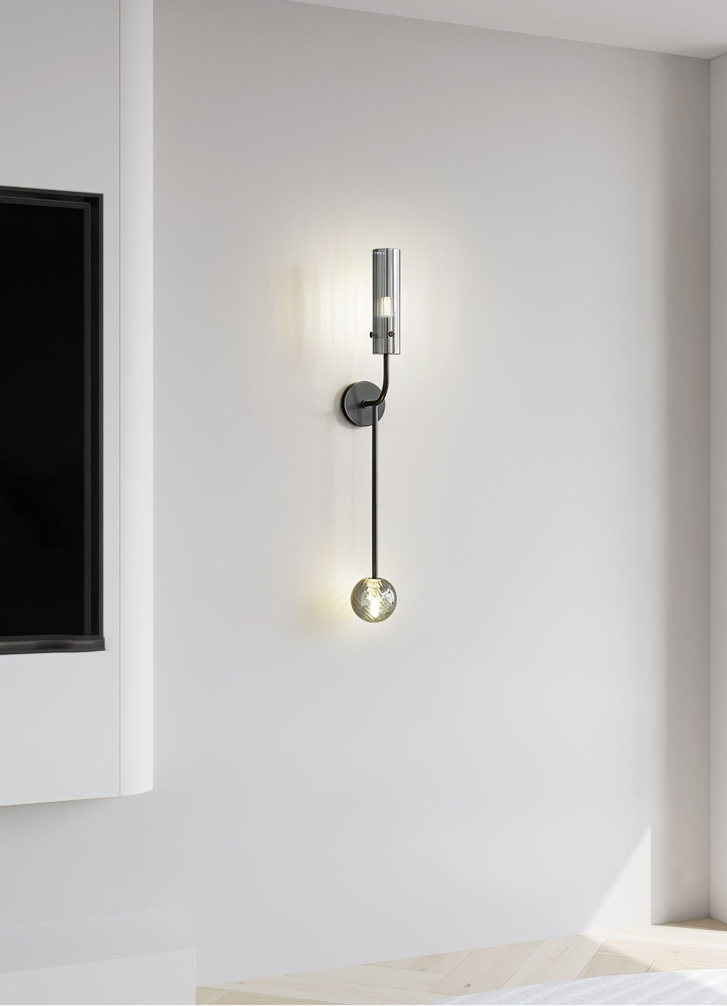 Modern Vertical LED Glass Tube Wall Sconce Brass Minimalist Indoor Lighting for Bedrooms