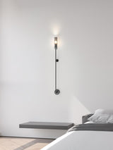 Modern Vertical LED Glass Tube Wall Sconce Brass Minimalist Indoor Lighting for Bedrooms