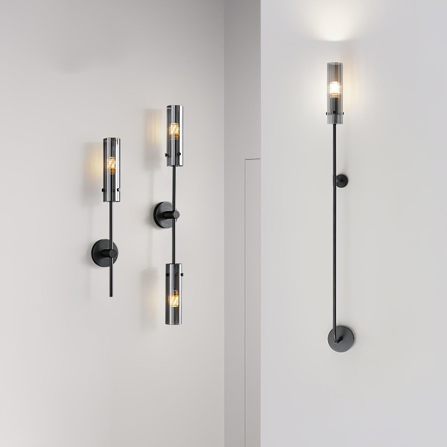 Modern Vertical LED Glass Tube Wall Sconce Brass Minimalist Indoor Lighting for Bedrooms