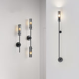 Modern Vertical LED Glass Tube Wall Sconce Brass Minimalist Indoor Lighting for Bedrooms