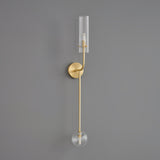 Modern Vertical LED Glass Tube Wall Sconce Brass Minimalist Indoor Lighting for Bedrooms