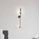 Modern Vertical LED Glass Tube Wall Sconce Brass Minimalist Indoor Lighting for Bedrooms