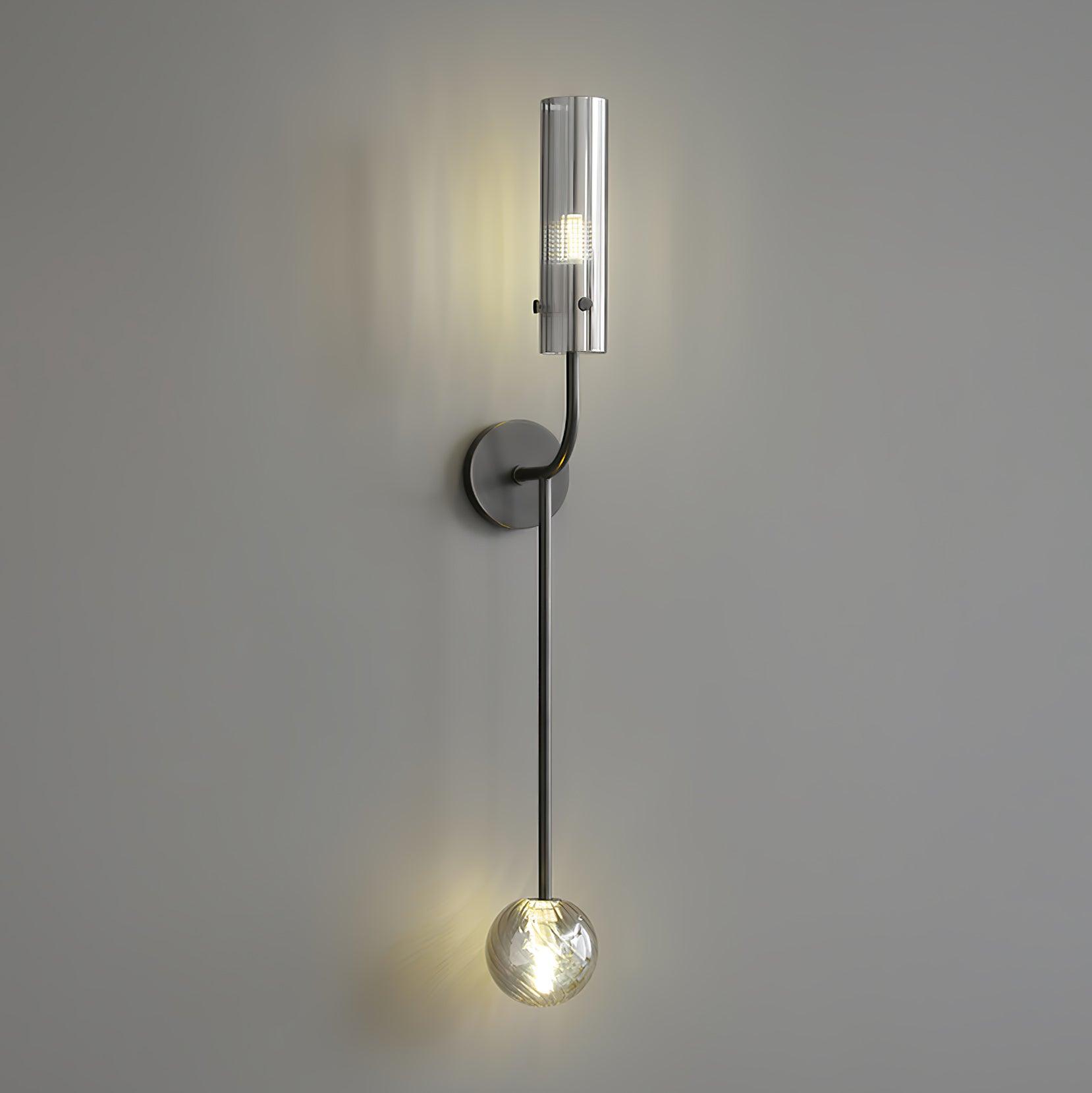 Modern Vertical LED Glass Tube Wall Sconce Brass Minimalist Indoor Lighting for Bedrooms