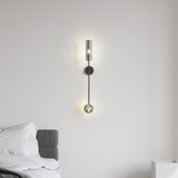 Modern Vertical LED Glass Tube Wall Sconce Brass Minimalist Indoor Lighting for Bedrooms