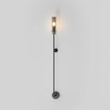 Modern Vertical LED Glass Tube Wall Sconce Brass Minimalist Indoor Lighting for Bedrooms