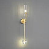 Modern Vertical LED Glass Tube Wall Sconce Brass Minimalist Indoor Lighting for Bedrooms