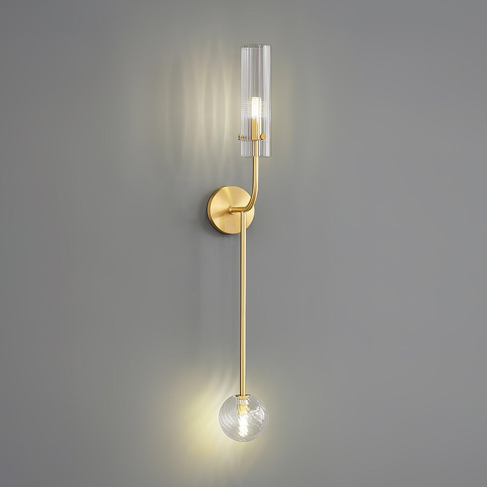 Modern Vertical LED Glass Tube Wall Sconce Brass Minimalist Indoor Lighting for Bedrooms