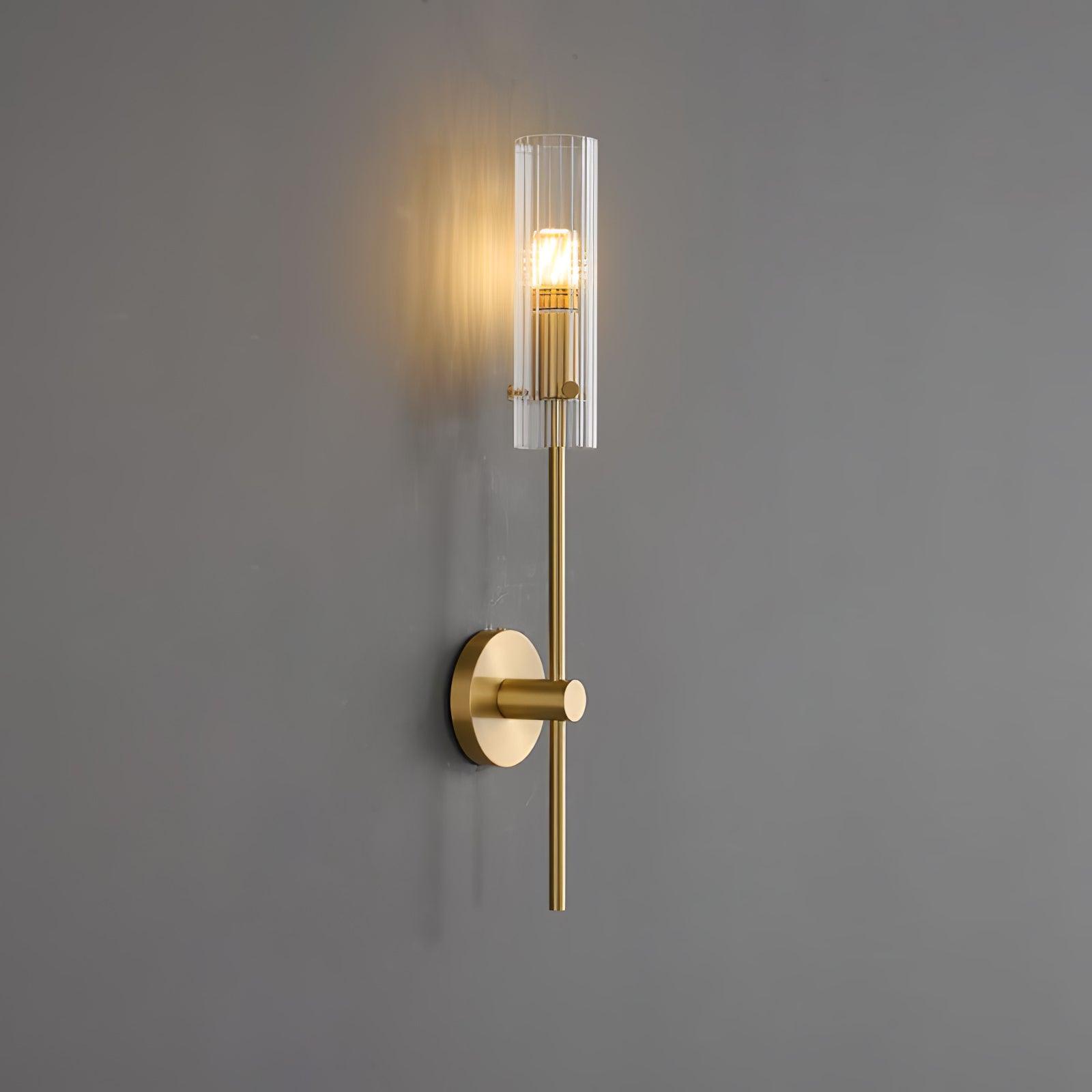 Modern Vertical LED Glass Tube Wall Sconce Brass Minimalist Indoor Lighting for Bedrooms