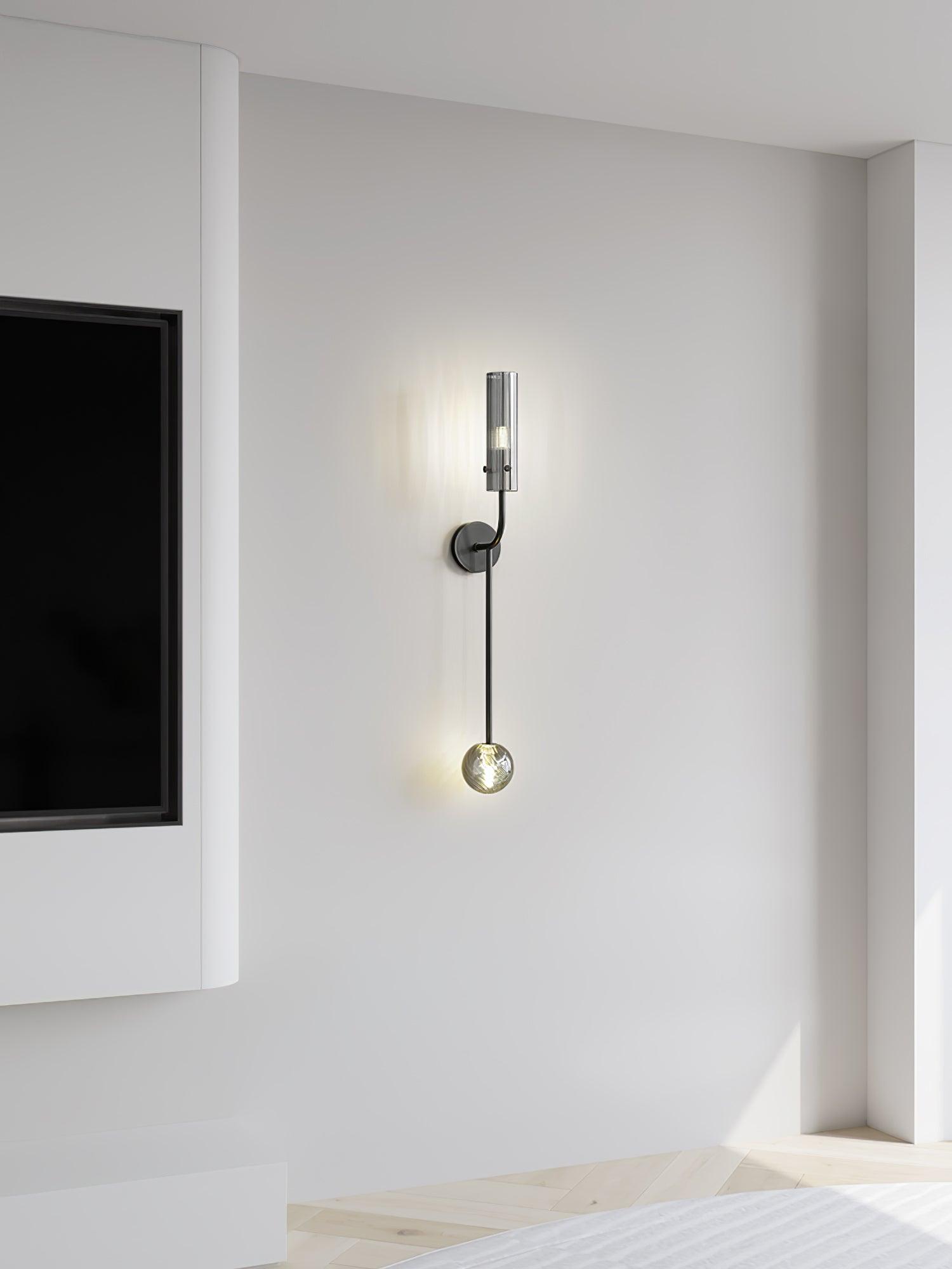 Modern Vertical LED Glass Tube Wall Sconce Brass Minimalist Indoor Lighting for Bedrooms
